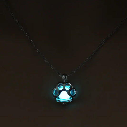 Glow in the Dark Dog Paw Pendant Necklace