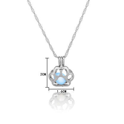 Glow in the Dark Dog Paw Pendant Necklace