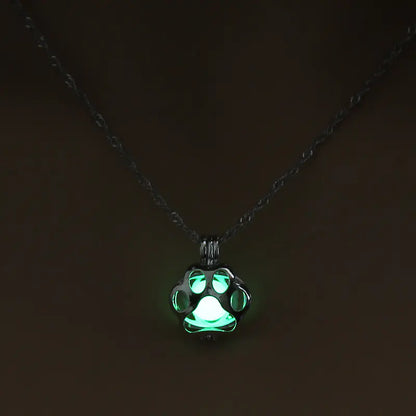Glow in the Dark Dog Paw Pendant Necklace